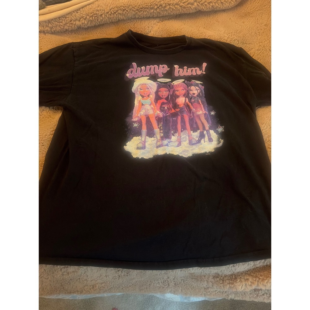 Bratz Dump Him Graphic Tee Black Y2K Aesthetic Short Sleeve Shirt Women XL